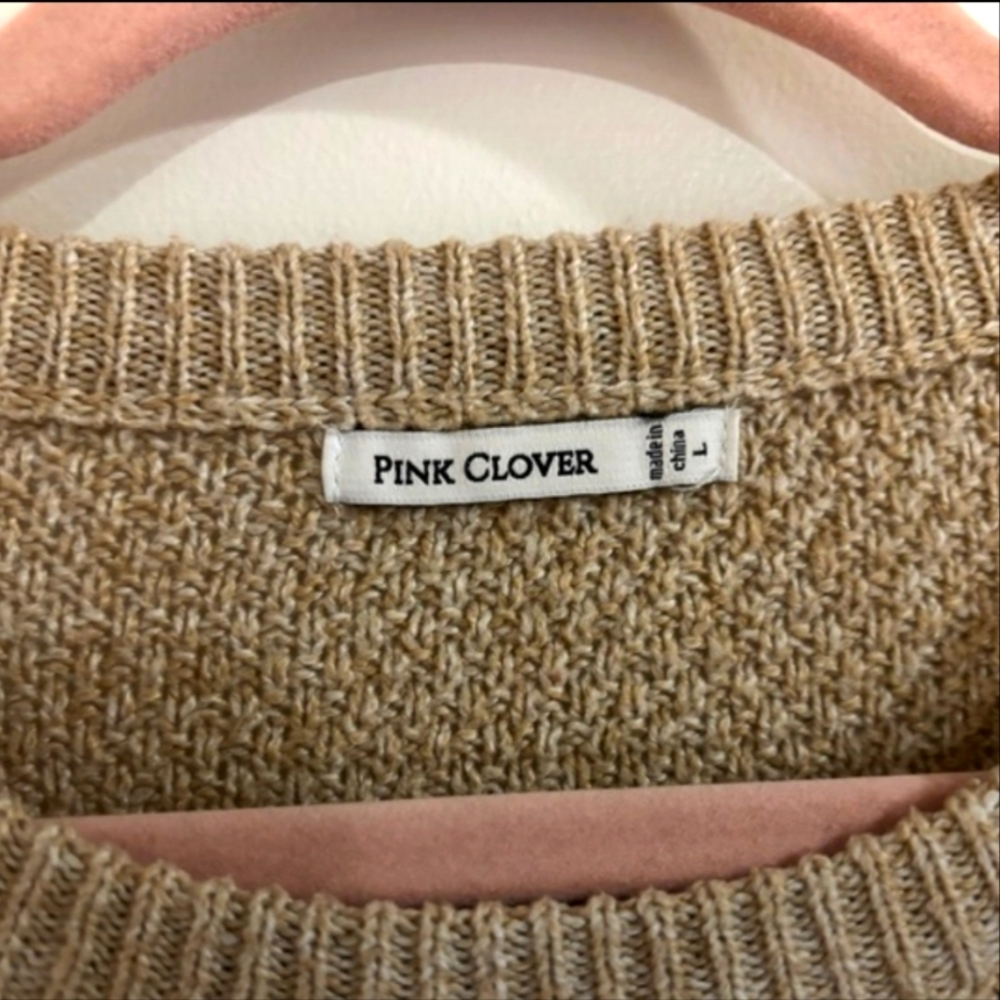 Pink Clover Cozy Tan Sweater - Picture 4 of 6